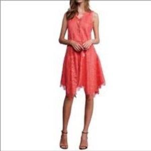 ANTHROPOLOGIE ADELYN RAE Coral orange Lace mini a-line dress womens M